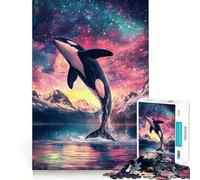 Puzzle da 1000 pezzi con orca che salta tra le stelle, ideale per adolescenti, gioco cognitivo e rilassante, con bordo di alta qualità, perfetto per la lista dei desideri di Babbo Natale (38x26cm)
