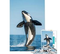 Puzzle da 1000 pezzi con orca e balena che salta fuori dall'acqua sfida per la mente e l'intelligenza gioco avvincente e rilassante perfetto come decorazione o regalo per il Secret Santa (38x26cm)