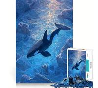 Puzzle da 1000 pezzi con orca nell'oceano blu, ideale per ragazzi, stimola l'intelletto, è un giocattolo per tutta la famiglia, un regalo elegante e di qualità (38x52cm)