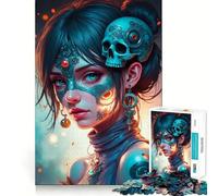Puzzle da 1000 pezzi con ornamento a forma di donna mistica e teschio, per adulti, gioco di logica, rilassante e divertente, ideale come regalo di Babbo Natale (38x52cm)