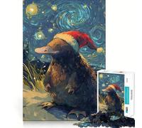Puzzle da 1000 pezzi con ornitorinco e cappello di Babbo Natale per adulti, ideale per stimolare la mente e ridurre lo stress, con bordi precisi, perfetto come decorazione da parete (38x26cm)