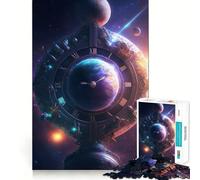 Puzzle da 1000 pezzi con orologio spaziale e terrestre per adolescenti, gioco di logica mentale, silenzioso, tranquillo, con taglio preciso, ideale come regalo di Babbo Natale (38x26cm)