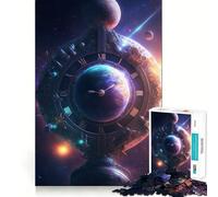 Puzzle da 1000 pezzi con orologio spaziale e terrestre per ragazzi, ideale per stimolare la memoria, favorire la calma e il relax, con taglio di alta qualità e un regalo speciale (38x52cm)