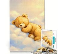 Puzzle da 1000 pezzi con orsacchiotto addormentato tra le nuvole, per adulti, gioco di logica e antistress, taglio preciso, regalo perfetto 38x52cm