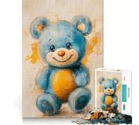 Puzzle da 1000 pezzi con orsacchiotto blu e bordi senza soluzione di continuità,gioco di logica e divertimento,ideale per momenti di svago,regalo artistico di Natale 38x26cm