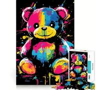 Puzzle da 1000 pezzi con orsetto arcobaleno per adolescenti, ideale per rafforzare la memoria e il legame familiare, con bordi precisi e un regalo premuroso (50x75cm)