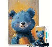 Puzzle da 1000 pezzi con orsetto blu allegro,bordi lisci,gioco creativo,giocattolo per momenti di relax,regalo di compleanno divertente (50x75cm)