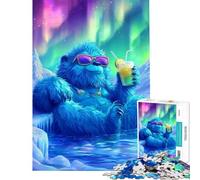 Puzzle da 1000 pezzi con orsetto che beve gioco rilassante assemblaggio di puzzle compleanno e Natale (dimensioni 50x75cm)