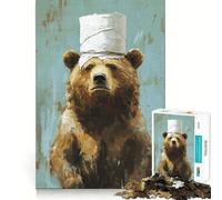 Puzzle da 1000 pezzi con orsetto e cappello a benda,decorazione Clean Fit,gioco per la concentrazione mentale,gioco per momenti di tranquillità,regalo di compleanno (50x75cm)