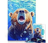 Puzzle da 1000 pezzi con orsetto sorpreso sott'acqua con bolle, ideale per ragazzi Gioco di logica, momento di relax, design di qualità, regalo perfetto 38x52cm