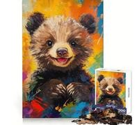 Puzzle da 1000 pezzi con orsetto sorridente e dipinto colorato per ragazzi, giocattolo intelligente per il tempo libero, taglio preciso, regalo stagionale 50x75cm