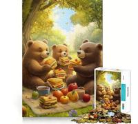 Puzzle da 1000 pezzi con orsi al picnic,taglio preciso,gioco di logica,gioco rilassante,regalo di Natale (38x52cm)
