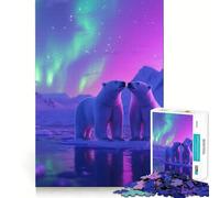 Puzzle da 1000 pezzi con orsi polari e aurora boreale per adulti, giocattolo intelligente, passatempo per la casa, bordi lisci, oggetto da collezione (50x75cm)