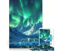 Puzzle da 1000 pezzi con orsi polari sotto l'aurora boreale per ragazzi, gioco mentale, momento di relax, taglio di alta qualità, regalo artistico (38x52cm)