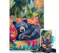 Puzzle da 1000 pezzi con orso addormentato in un paradiso tropicale, ideale per adolescenti Un'opera d'arte da collezione che stimola la memoria e la calma 50x75cm