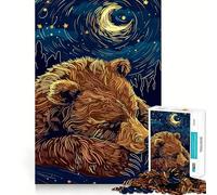 Puzzle da 1000 pezzi con orso addormentato sotto una notte stellata, ideale per adolescenti, gioco cognitivo, divertimento lento, bordo premium, Babbo Natale, desiderio, scelta 50x75cm