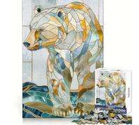 Puzzle da 1000 pezzi con orso bianco e decorazioni dorate per adulti, esercizio mentale, relax e fuga dalla realtà, taglio di precisione, regalo di Natale ideale (50x75cm)