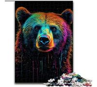 Puzzle da 1000 pezzi con orso bruno al neon, giochi educativi, decorazioni per la casa, regalo di compleanno, regali, arte murale 50x75cm