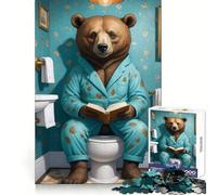 Puzzle da 1000 pezzi con orso che legge un libro sul water, ideale per adulti Un gioco stimolante e rilassante, perfetto per momenti di relax (50x75cm)