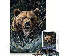 Puzzle da 1000 pezzi con orso che si fa strada tra i rami del sottobosco, ideale per adulti e ragazzi, per concentrazione mentale, divertimento tranquillo, taglio perfetto e regalo perfetto (38x52cm)