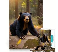 Puzzle da 1000 pezzi con orso del sole e animali per adolescenti, gioco di logica solido, divertimento rilassante, taglio di precisione, articolo dei desideri di Babbo Natale 38x26cm