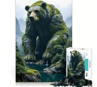 Puzzle da 1000 pezzi con orso di pietra nella foresta, ideale per adulti, con design logico, per un piacevole svago, con bordi netti e un regalo delizioso 50x75cm