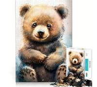 Puzzle da 1000 pezzi con orso e disegno ad acquerello,gioco di precisione e cognitivo,ideale per il tempo libero e come regalo di Natale (38x26cm)