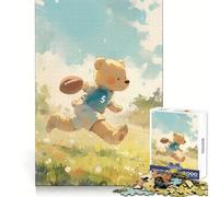 Puzzle da 1000 pezzi con orso e pallone da football americano per adolescenti, ideale per sviluppare la capacità di pensare, calmare e distrarsi, con taglio liscio Ottimo regalo (38x52cm)