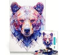 Puzzle da 1000 pezzi con orso,geometria,bordi precisi,decorazione,gioco creativo,divertimento facile,regalo di Natale (50x75cm)