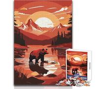 Puzzle da 1000 pezzi con orso grizzly che pesca, gioco divertente per lo sviluppo cognitivo, regalo speciale per una celebrazione premurosa, dimensioni 50x75cm