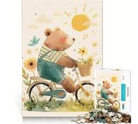 Puzzle da 1000 pezzi con orso in bicicletta,taglio preciso,gioco creativo per stimolare la mente,facile da giocare,decorazione natalizia (50x75cm)