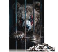 Puzzle da 1000 pezzi con orso in gabbia e pittura di guerra, puzzle di difficoltà elevata, gioco educativo, giocattolo, decorazione per la famiglia, 1000 pezzi (38x26 cm)