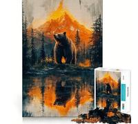 Puzzle da 1000 pezzi con orso in un paesaggio montano e riflesso Taglio preciso Gioco di logica Gioco rilassante Regalo di Natale (50x75cm)