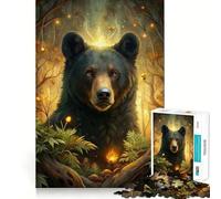 Puzzle da 1000 pezzi con orso mistico nella foresta incantata, ideale per adulti, regalo, per migliorare la memoria e il tempo libero Decorazione murale con ritagli precisi (38x26cm)