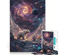 Puzzle da 1000 pezzi con orso nello spazio,tema cosmico,gioco di precisione e cognitivo,ideale per il tempo libero e come regalo di Natale (38x26cm)