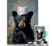 Puzzle da 1000 pezzi con orso nero che gioca con la carta igienica,regalo per adulti,per ammazzare il tempo durante le vacanze Ogni pezzo è unico Gioco divertente e stimolante per tutta la famiglia