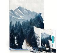 Puzzle da 1000 pezzi con orso polare a doppia esposizione, ideale per ragazzi, per stimolare la memoria, per il tempo libero a casa e per l'assemblaggio di immagini (38x52cm) Un regalo perfetto