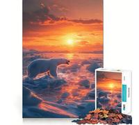 Puzzle da 1000 pezzi con orso polare al tramonto per adolescenti, facile da costruire, per il tempo libero, con taglio preciso, regalo di Babbo Natale (38x26cm)