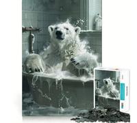 Puzzle da 1000 pezzi con orso polare bianco per vasca da bagno,gioco stimolante per la mente,incastro perfetto,nessun pezzo si stacca,sfida interattiva per il cervello per la casa (38x26cm)