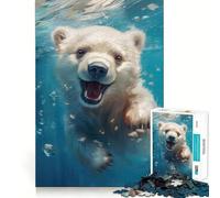 Puzzle da 1000 pezzi con orso polare che nuota, ideale per adolescenti Gioco di logica puro, tranquillo e rilassante, decorazione murale 38x52cm