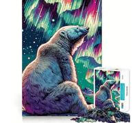 Puzzle da 1000 pezzi con orso polare e aurora boreale per adulti, ideale per stimolare la mente e ridurre lo stress, con bordi precisi, perfetto come decorazione da parete (38x26cm)