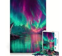 Puzzle da 1000 pezzi con orso polare e aurora boreale per ragazzi, gioco di logica, leggero e rilassante, taglio liscio, decorazione da parete (38x52cm)