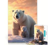Puzzle da 1000 pezzi con orso polare e cucciolo, ideale per ragazzi, stimola la memoria, facile da usare e perfetto per il tempo libero Taglio preciso Decorazione murale (38x26cm)
