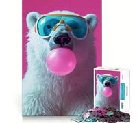Puzzle da 1000 pezzi con orso polare e gomma da masticare per adulti, rompicapo rilassante, immagine da assemblare, oggetto regalo di Babbo Natale (38x26cm)