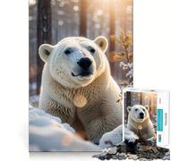 Puzzle da 1000 pezzi con orso polare e neve per adulti, puzzle rilassante, arte da assemblare, (38x52cm)