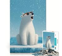 Puzzle da 1000 pezzi con orso polare e occhiali da sole per adolescenti, rompicapo, gioco rilassante, taglio di alta qualità, regalo di Natale (50x75cm)