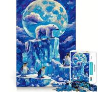 Puzzle da 1000 pezzi con orso polare e pinguini sul ghiaccio per adulti, ideale per rafforzare la memoria, divertirsi e godersi il tempo libero Design elegante e raffinato (50x75cm)