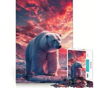 Puzzle da 1000 pezzi con orso polare e tramonto artico, ideale per adolescenti, gioco di logica, leggero e rilassante, con taglio liscio, decorazione da parete (50x75cm)