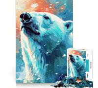Puzzle da 1000 pezzi con orso polare nella neve per adulti, ideale per stimolare la mente e ridurre lo stress, con bordi precisi, perfetto come decorazione da parete (38x26cm)