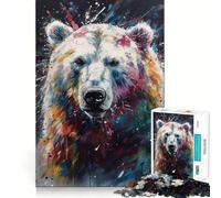 Puzzle da 1000 pezzi con orso polare per ragazzi, rompicapo, gioco rilassante, taglio premium, regalo di Natale (38x26cm)
